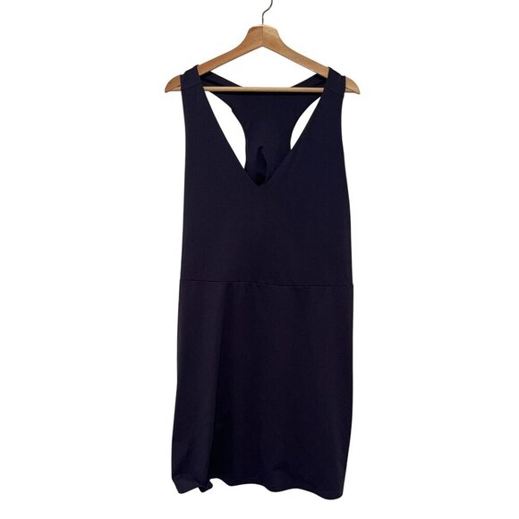 Fabletics Sleeveless Navy Blue Racerback Mini Dress With V-Neckline & Draped Wom - Picture 1 of 10